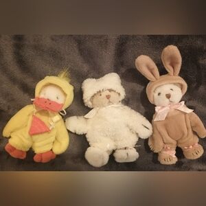 Adorable Plush Animal Trio - Yellow, White, and Brown